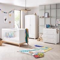 Babymore Mona 3 Piece Nursery Room Set White - 1 Baby Cot Bed & One 2 Door Wardrobe Having Full Size Drawer & 1 Chest Changer, Chest Of Drawer Storage Cabinet With Removable Changer Top | 3 Piece Set