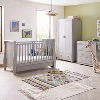 Babymore Stella 3 Piece Nursery Room Set Grey - 1 Baby Cot Bed & One 2 Door Wardrobe Having Full Size Drawer & 1 Chest Changer, Wooden Chest Of Drawer Storage Cabinet | 3 Piece Nursery Room Furniture