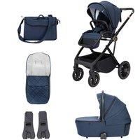 Babymore Chia Pram Pushchair - Safety Tested Pram Travel System with All Accessories, Flip and Fold Pram System in Midnight Blue, Both Forward and Rearward-Facing, 0-4 Years | Up to 22 Kg