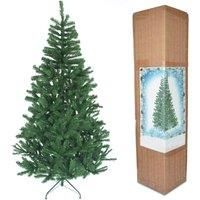 SHATCHI Alaskan Pine Black/Green/White Christmas Bushy Looking Artificial Tree with Metal Stand Xmas Home Décor, PVC, 7Ft/210CM