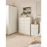One Call Alderley Ready Assembled Bedroom Package - 2 Door Wardrobe, 5 Drawer Chest & 2 X Bedside Cabinets