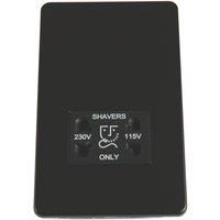 MARK 2-Gang Dual Voltage Shaver Socket 115/230V Matt Black with Colour-Matched Inserts (814TW)
