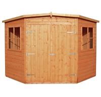 Shire Shiplap 7ft x 7ft Wooden Corner Garden Shed with Double Doors