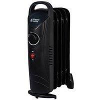 Russell Hobbs 5 Fin Oil Filled Radiator - Small Compact Electric Portable Heater, Adjustable Temperature & Overheat Protection, Black, 650W, RHOFR3001B
