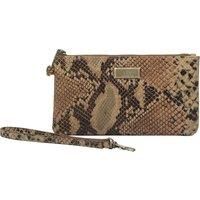 'KAREN' Tan Snake Print Real Leather Wristlet Clutch Bag