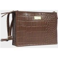 Assots London Women's 'SUSAN' Croc Real Leather Rectangle Box Crossbody Bag in Tan