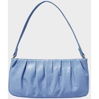 Assots London Women's IVY' Pleated Real Leather Baguette Shoulder Bag in Pale Blue