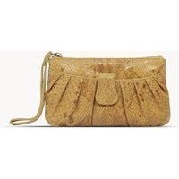 DARCY' Pleated Snake Print Real Leather Wristlet Purse