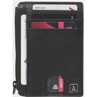 ASSOTS Genuine Leather RFID Blocking Minimalist Credit Card Holder - Slim Mens Wallets UK - Thin Card Wallet with Small Money Pocket (Black Nappa)