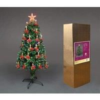 SHATCHI 6Ft/180cm Fibre Optic Christmas Star Topper-LED Candle & Bow Decorations-Pre-Lit Green Artificial Xmas Tree-Multicolor Changing Lights, PVC, 180 cm