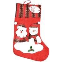 SHATCHI 5301 High Quality 3D Handmade Father Christmas Traditional Santa Stocking Sack Sock Snowman Xmas Bag Decorations Toys Gifts 38cm Long, Red