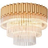 7 Light Gold Flush Ceiling Light with Decorative Glass Rods