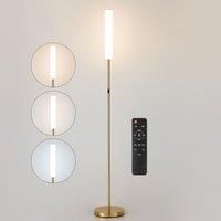 LED Floor Lamp with Remote, Touch Control, Gold Standing Lamp, Frosted Glass