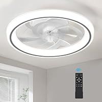 HARPER LIVING 48cm Ceiling Fan with Lights & Remote, 50W 4000LM Dimmable LED 3 Colours Ceiling Fans Lamp, 6 Speeds & Timer Ultra-Quiet Modern Fan Light for Bedroom Living Room Kitchen