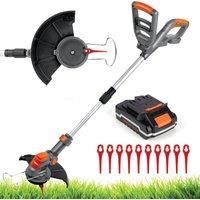 Terratek Cordless Strimmer 18V/20V-Max Lithium-Ion, Telescopic Lightweight Powerful Grass Trimmer, 25cm Cutting Diameter, Battery, Charger & Quick Change Spare Blades Included,Grass Edger Lawn Cutter…