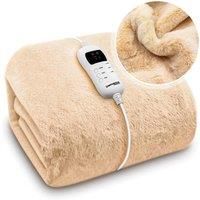 Dreamcatcher Deluxe Luxurious Faux Fur Electric Heated Throw 160 x 130cm Ash Grey Soft Cosy Plush Faux Fur, Heated Electric Blanket, Large Overblanket with Timer and 9 Control Heat Settings (Grey)
