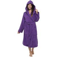 CityComfort Ladies Robe Terry Towelling Cotton Dressing Gown Bathrobe Highly Absorbent Women (M, Deep Purple Hooded)