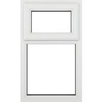 Crystal uPVC Window A Rated Top Hung Opener over Fixed Light 610mm x 1190mm Clear Glazing - White