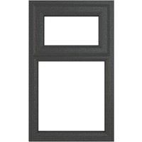 Crystal uPVC Window A Rated Top Hung Opener over Fixed Light 610mm x 965mm Clear Glazing - Grey