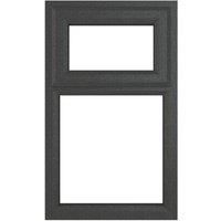 Crystal uPVC Window A Rated Top Hung Opener over Fixed Light 610mm x 1115mm Clear Glazing - Grey