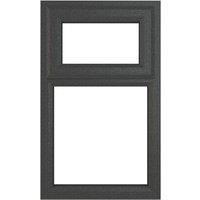 Crystal uPVC Window A Rated Top Hung Opener over Fixed Light 610mm x 1190mm Clear Glazing - Grey