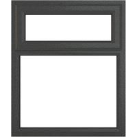 Crystal uPVC Window A Rated Top Hung Opener over Fixed Light 905mm x 1115mm Clear Glazing - Grey