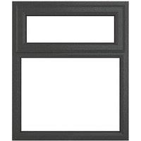 Crystal uPVC Window A Rated Top Hung Opener over Fixed Light 905mm x 1040mm Clear Glazing - Grey
