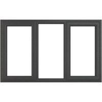 Crystal uPVC Window A Rated Left and Right Hand Side Hung Fixed Centre 1770mm x 1115mm Clear Glazing - Grey