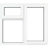 Crystal uPVC Window A Rated Right Hand Side Hung next to a Top Opener over a Fixed Light 905mm x 965mm Clear Glazing - White