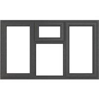 Crystal uPVC Window A Rated Left and Right Hand Side Hung Top Opener over a Fixed Light Centre 1770mm x 965mm Clear Glazing - Grey