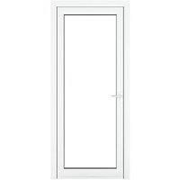 Crystal uPVC Clear Single Door Full Glass Left Hand Open 890mm x 2090mm Clear Glazing - White