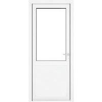 Crystal uPVC Clear Single Door Half Glass Half Panel Left Hand Open 890mm x 2090mm Clear Glazing - White