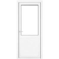 Crystal uPVC Clear Single Door Half Glass Half Panel Right Hand Open 890mm x 2090mm Clear Glazing - White