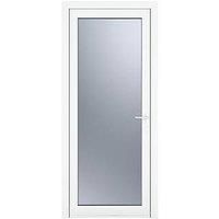 Crystal uPVC Obscure Single Door Full Glass Left Hand Open 840mm x 2090mm Obscure Glazing - White