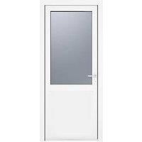 Crystal uPVC Obscure Single Door Half Glass Half Panel Left Hand Open 890mm x 2090mm Obscure Glazing - White