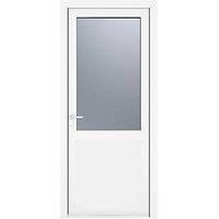 Crystal uPVC Obscure Single Door Half Glass Half Panel Right Hand Open 890mm x 2090mm Obscure Glazing - White