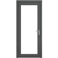Crystal uPVC Clear Single Door Full Glass Left Hand Open 890mm x 2090mm Clear Glazing - Grey