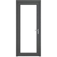 Crystal 1-Panel 1-Clear Light LH Anthracite Grey uPVC Back Door 2090 x 920mm (541JK)