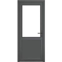 Crystal uPVC Clear Single Door Half Glass Half Panel Left Hand Open 890mm x 2090mm Clear Glazing - Grey