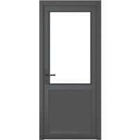 Crystal uPVC Single Door Half Glass 840mm x 2090mm - Grey