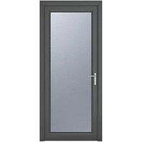 Crystal uPVC Obscure Single Door Full Glass Left Hand Open 840mm x 2090mm Obscure Glazing - Grey