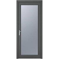 Crystal 1-Panel 1-Frosted Light RH Anthracite Grey uPVC Back Door 2090 x 920mm (126JP)