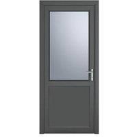 Crystal 2-Panel 1-Frosted Light LH Anthracite Grey uPVC Back Door 2090 x 890mm (841JP)