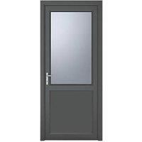 Crystal 2-Panel 1-Frosted Light RH Anthracite Grey uPVC Back Door 2090 x 920mm (936JK)