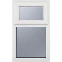 Crystal uPVC Window A Rated Top Hung Opener over Fixed Light 610mm x 965mm Obscure Glazing - White