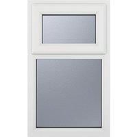Crystal uPVC Window A Rated Top Hung Opener over Fixed Light 610mm x 1115mm Obscure Glazing - White
