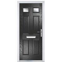 Crystal Grp Door Six Square Two Glass Black Lh 920 X 2055Mm Obs