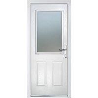 Crystal 2-Panel 1-Light Left or Right-Handed White Composite Front Door 2055mm x 920mm (612JM)