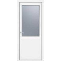 PVC Single Door Half Glass & Frame Right Hand Triple Tough Glazing By Crystal