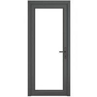 Crystal Fully Glazed 1-Clear Light Left-Hand Opening Anthracite Grey uPVC Back Door 2090mm x 890mm (744JN)